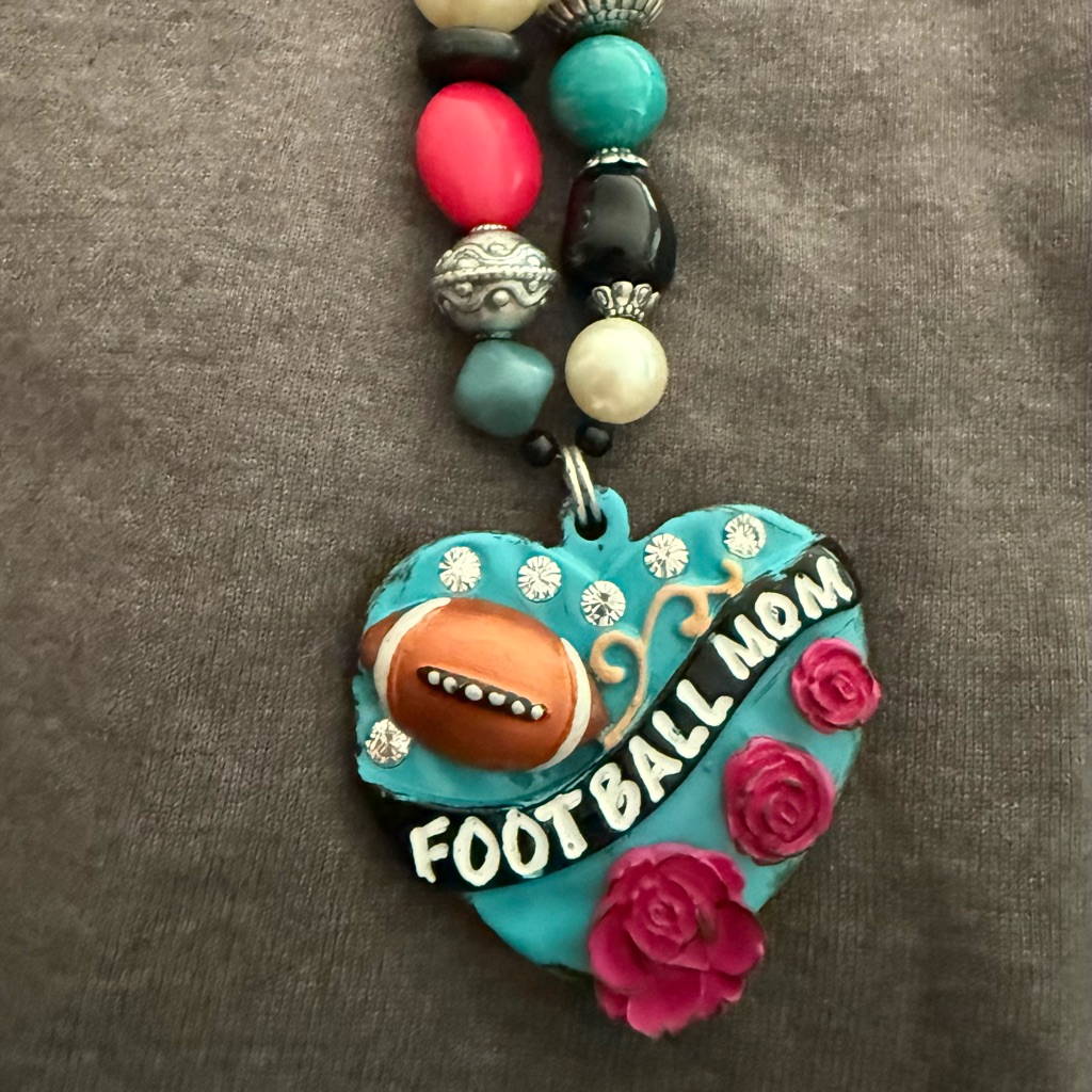 Colorful Beaded 'Football Mom' Necklace
